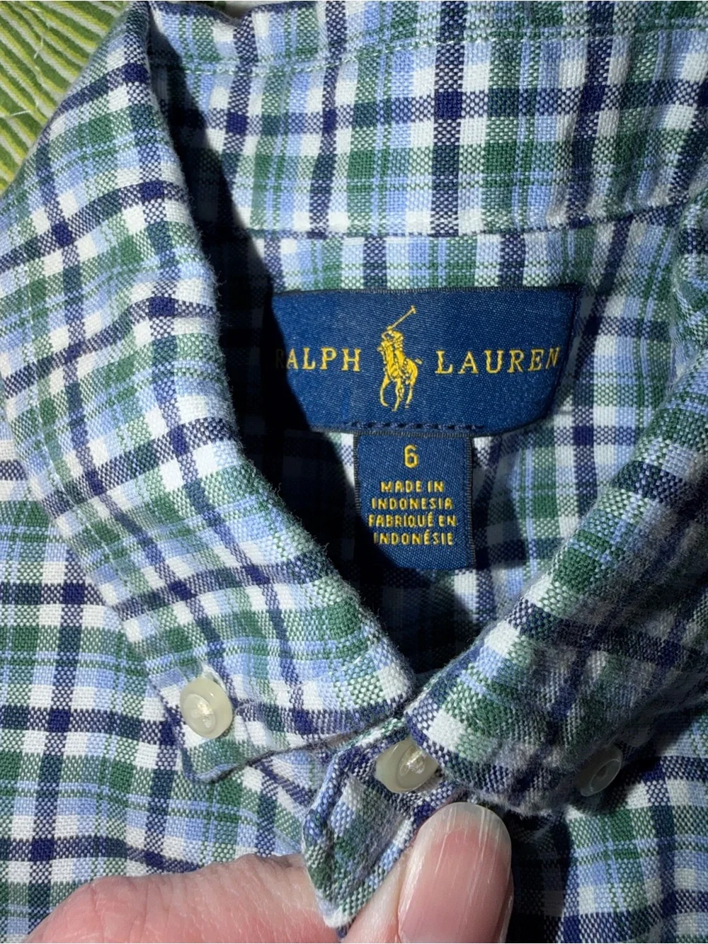 Ralph Lauren Navy and White Plaid Button-Down Shirt